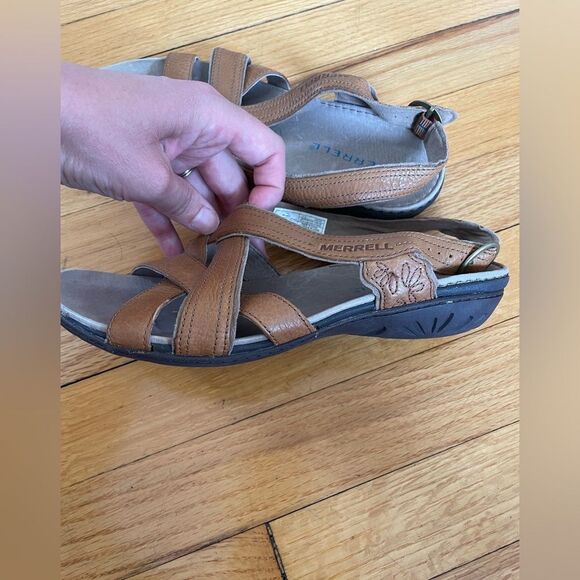Merrell Bassoon Sandals Sz 8 tan leather - Picture 5 of 7